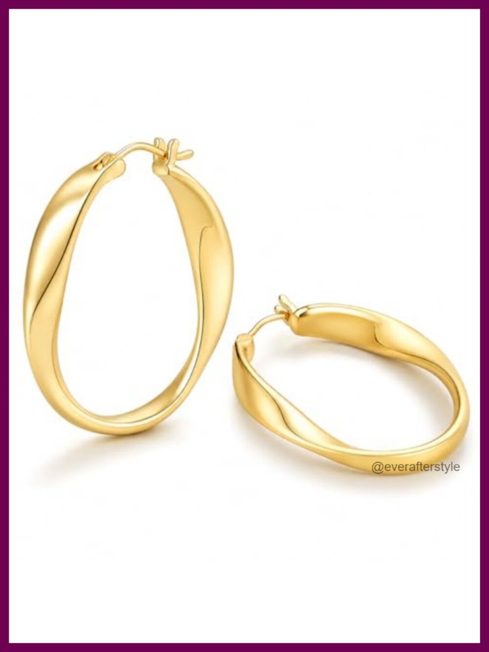 14k Gold Twisted Wave Hoop Earrings Lightweight Hypoallergenic Spiral Design